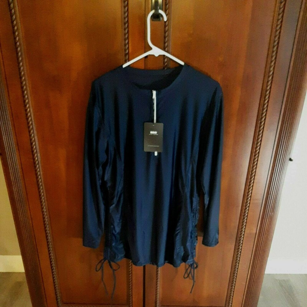 NEW INNO Womens Long Sleeve Cycling Activewear Drawstrings on Sides Size XL Navy